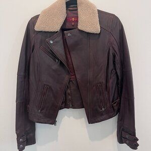7 For All Mankind Leather Jacket with Shearling Collar